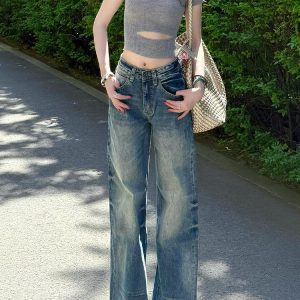 Retro Wide-Leg Jeans for Women - Low-Waist, Loose-Fitting, Versatile Straight-Leg Pants - Summer Fashion Essential