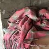 Retro Winter Tassel Scarf in Strawberry Grapefruit Pink Plaid - Warm, Versatile Street Style Accessory
