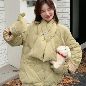 Reversible College-Style Round-Neck Down Jacket for Women - 2024 Winter Korean Style Age-Reducing Small-Sized White Duck Down Coat