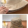 Reversible Milk White Checkered Fisherman's Bucket Hat - Korean Style Winter Fashion Accessory for Star Gazing