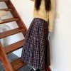 Reversible Plaid Patchwork Woolen Half Skirt in Retro Autumn Winter Style