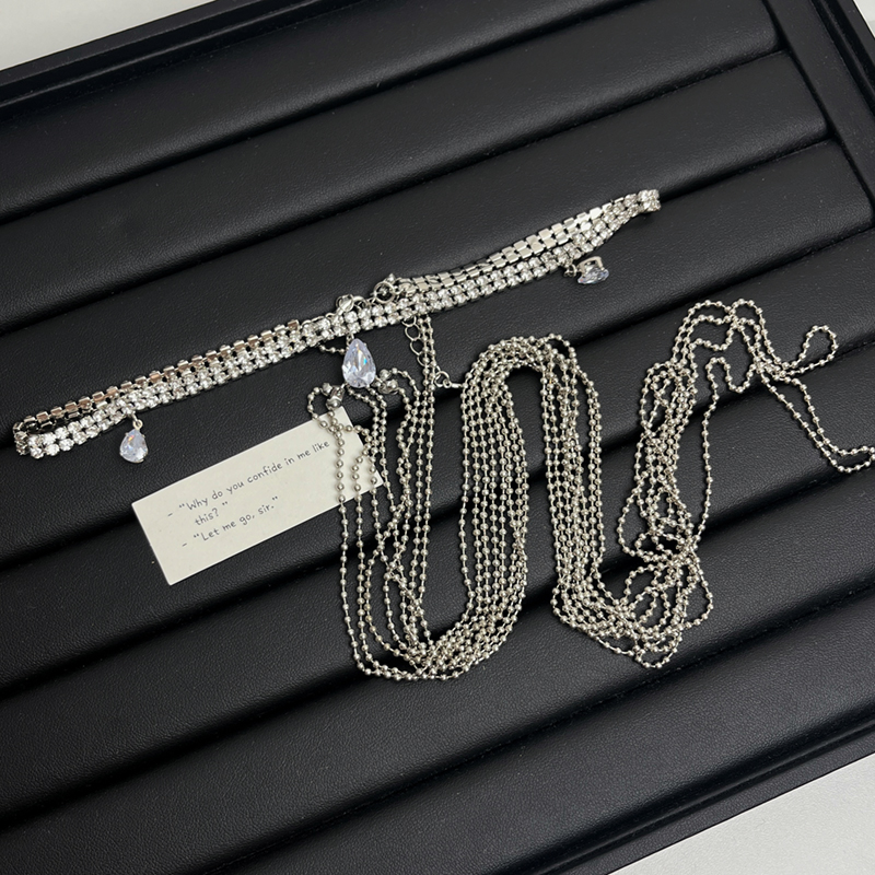Rhinestone Hanging Neck Tassel Long Body Chain Necklace - Full Body Chest and Waist Accessory Belt, 90s Inspired Fashion Statement