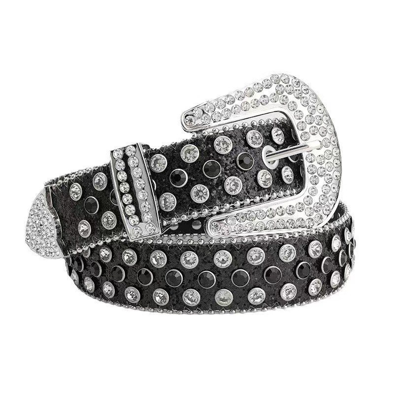 Rhinestone Inlaid Pearl Eye Wide Belt for Women - Versatile Decorative Jeans Streetwear Accessory