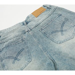 Ripped Denim Shorts for Summer, Vintage High Street Style, Loose Wide-Leg Cropped Design, Perfect for Casual Outfits
