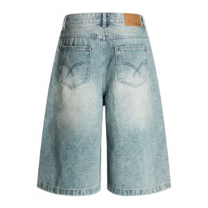 Ripped Denim Shorts for Summer, Vintage High Street Style, Loose Wide-Leg Cropped Design, Perfect for Casual Outfits