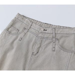 Ripped Wide-Leg Curved Knife Jeans - American Banana Style Machete Pants for a Trendy Y2K Look
