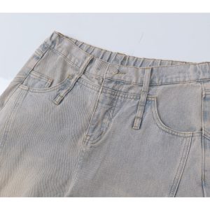 Ripped Wide-Leg Machete Pants with Curved Knife Silhouette – Trendy American Banana Style for a Cool, Edgy Look