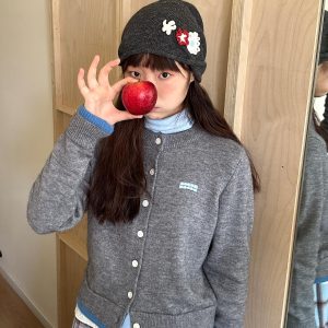 Rolled-Edge Merino Wool Pile Hat - Cute Ear-Protecting Knitted Hat for Cozy Style - Perfect for 90s and Y2K Fashion