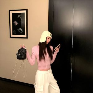 Rose Poetry Vintage Open-Front Cardigan Sweater for Women - Long Sleeve Round Neck Knit Top in Lazy Style, Perfect for 90s and Y2K Looks