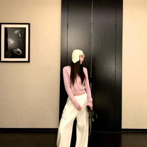 Rose Poetry Vintage Open-Front Cardigan Sweater for Women - Long Sleeve Round Neck Knit Top in Lazy Style, Perfect for 90s and Y2K Looks