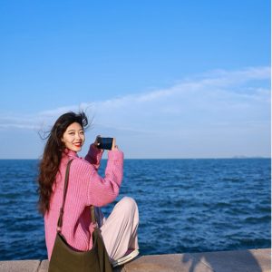 Rose Red Knitted Cardigan Sweater Coat - Autumn Winter Lazy Style Outerwear 2025, Trendy Y2K Fashion