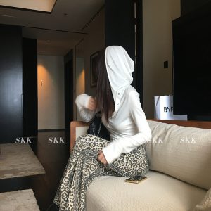 Ruffled Hooded Long Sleeve Base Layer Top for Women in Heat Release Tencel Acetate - Slim Fit, Trendy Layering Essential