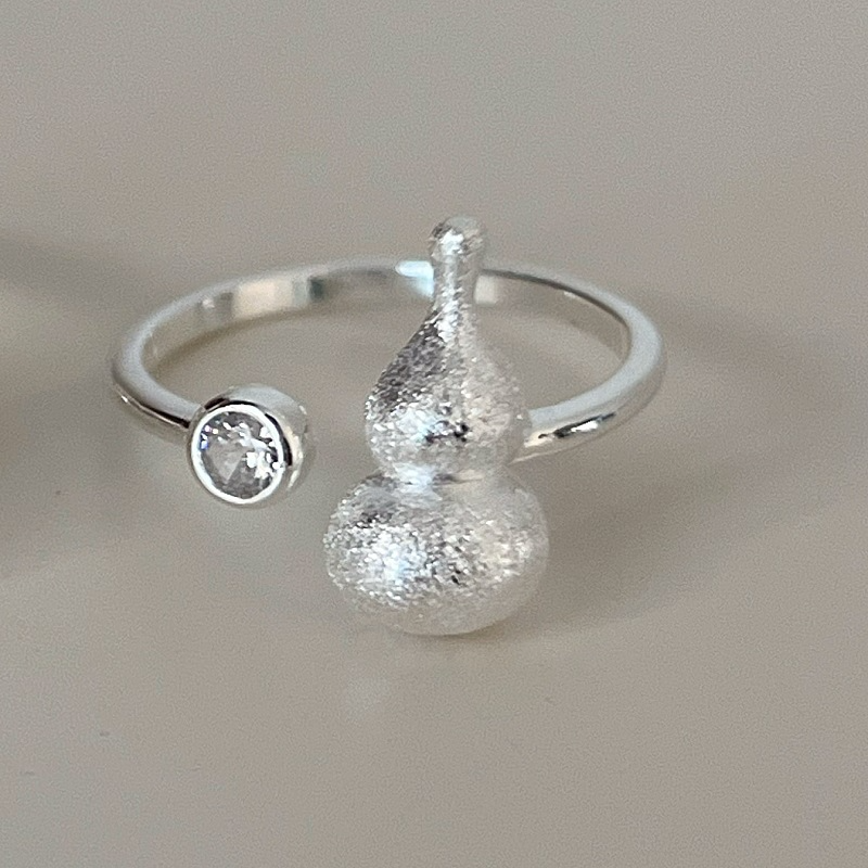 S925 Pure Silver Brushed Gourd Ring for Women - Minimalist Light Luxury Design, Niche High-End Style, Perfect for Index Finger Wear
