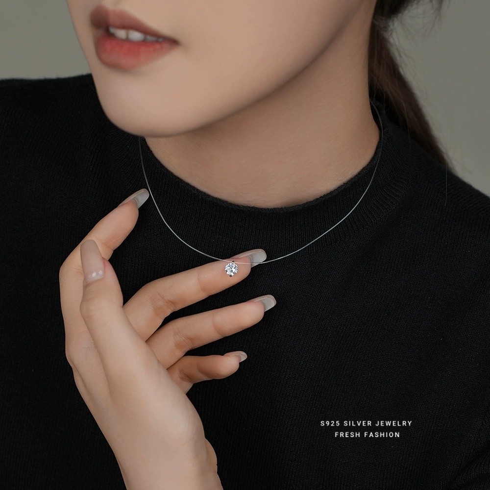 S925 Pure Silver Mermaid's Tear Diamond Necklace for Women, Exquisite Zircon, Elegant Collarbone Chain, High-End Versatile Jewelry