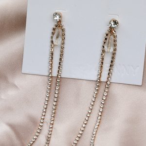 S925 Silver Needle Gemstone Tassel Drop Earrings for Women - Long Light Luxury Design to Enhance Facial Contours