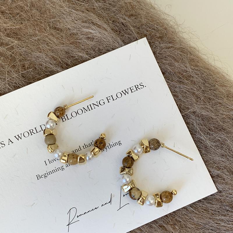 S925 Silver Needle Natural Stone Pearl Earrings - Trendy Melard Style Ear Accessories for Unique Fashion Statement