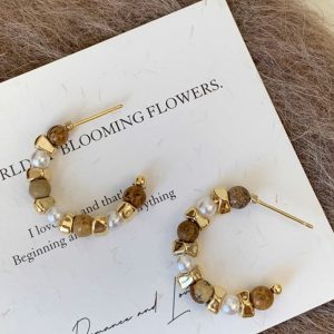 S925 Silver Needle Natural Stone Pearl Earrings - Trendy Melard Style Ear Accessories for Unique Fashion Statement
