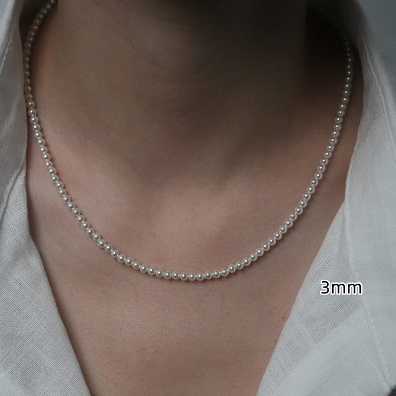 S925 Sterling Silver Pearl Bead Necklace for Women, Light Luxury Chain, Trendy Minimalist Jewelry, Perfect for Everyday Wear