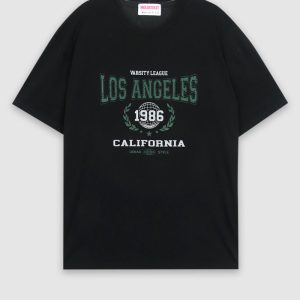 Seeubaby Handmade Korean Style Round Neck Short Sleeve T-Shirt - Age-Reducing Simple Letter Design