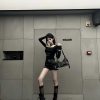 Sexy Black Off-Shoulder Long Sleeve T-Shirt - Slim Fit, Hollow-Out, Waist-Revealing Layering Top for Autumn and Winter