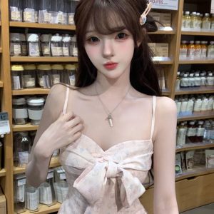 Sexy Bow Sleeveless Camisole for Women - Spring/Summer Sweet and Spicy Style, Slim Fit Top, Perfect for 90s and Y2K Fashion