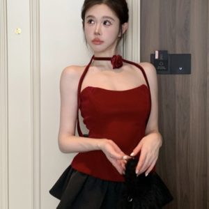 Sexy Hollow Back Halter Top for Women - Unique Chic Fishbone Blouse, Perfect for Night Out or 90s Y2K Fashion