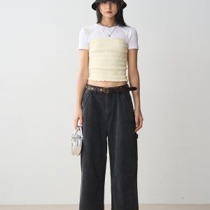 Sexy Ruffled Camisole for Women - Stretchy Bustier Top with Ruffle Edge, Perfect Summer Layering Piece
