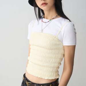 Sexy Ruffled Camisole for Women - Stretchy Bustier Top with Ruffle Edge, Perfect Summer Layering Piece