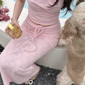 Sheer Lace Two-Color Set - Flirty Rose-Inspired Design for Early Summer - Sexy Yet Innocent Style