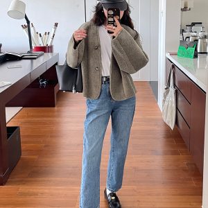 Short Lamb Wool Coat for Women - 2022 Autumn Winter Korean Style, Versatile Little Chanel-Inspired Warm Jacket
