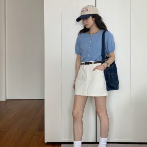 Short Sleeve Knitted Cardigan T-Shirt for Women - Summer Round Neck Loose Fit Elegant Versatile Half Sleeve Top