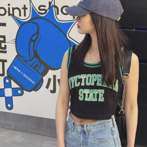 Sleeveless Casual Basketball Dress for Women - Mid-Length Thin Knitted Jersey Vest in Loose BF Style for Summer