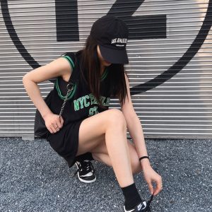 Sleeveless Casual Basketball Dress for Women - Mid-Length Thin Knitted Jersey Vest in Loose BF Style for Summer