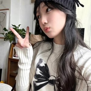 Slim Fit Candy Bow Sweater for Women - Long Sleeve Knitted Top, Autumn Winter 2023 Fashion, Cozy Style