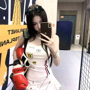 Slim Fit Casual Tank Top with Milk Cool Girl Design | American Sports Style | Trendy Short Top for Hot Girls