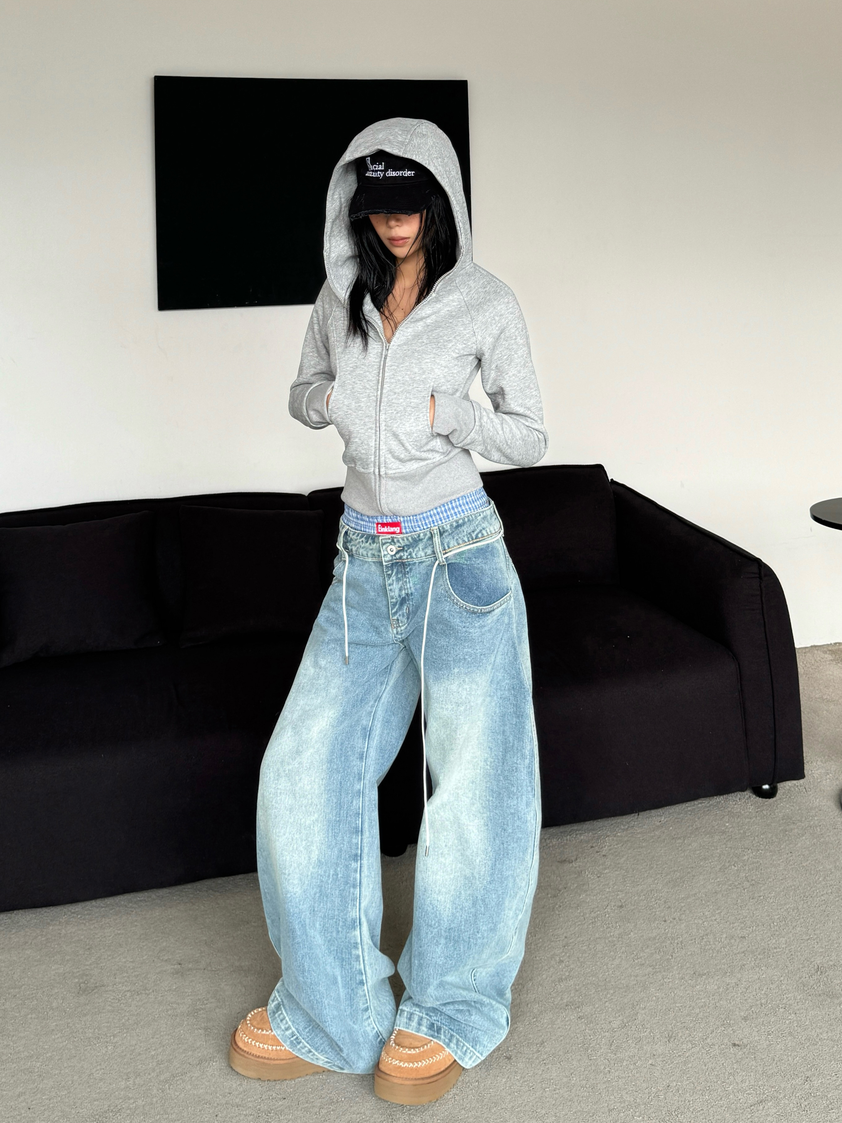 Slim-Fit Gray Hoodie Jacket for Women - Spicy American-Style Long Sleeve Top, Simple & Versatile Fashion Essential