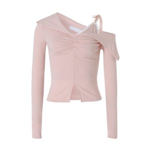 Slim Fit Lace Tie Vest and Asymmetrical Long Sleeve T-Shirt Two-Piece Set - Spring/Summer Fashion, Y2K Inspired, Trendy Layering