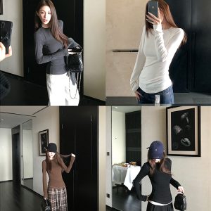 Slim Fit Long Sleeve T-Shirt for Women - Tencel Wool Base Layer - New Style Heating Top for Spring and Winter Fashion
