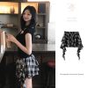 Slim-Fit Short Sleeve Ruffled Top with High-Waisted Checkered Skirt - Korean Style Spring/Summer 2025 Fashion