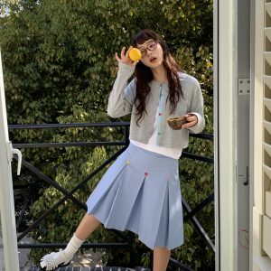 Slimming Sun Protection Cardigan with Colorful Buttons - Loose Fit College Style - Perfect for Y2K and Casual Outfits
