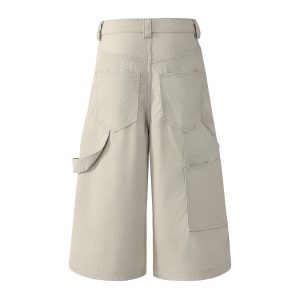 Slimming Wide-Leg Cropped Pants - Three-Dimensional Pleated Umbrella Cargo Design - Casual American Style for Effortless Chic