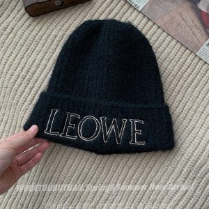 Slouchy Black Wool Hat with 