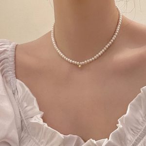 Small Natural Pearl Necklace for Women - Light Luxury Clavicle Chain, Versatile Trendy Accessory for Elegant Style