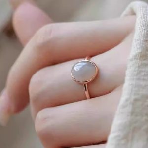 Smoke Purple Hetian Jade Ring for Women - S925 Silver Cabochon - Chinese Style Jewelry for Elegant Index Finger Fashion