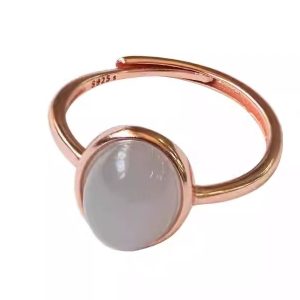 Smoke Purple Hetian Jade Ring for Women - S925 Silver Cabochon - Chinese Style Jewelry for Elegant Index Finger Fashion