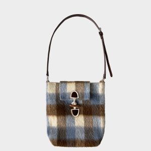 Snowy Mountain Forest Woolen Plaid Crossbody Bag - Retro Large-Capacity Versatile Shoulder Bag for Y2K and Vintage Style