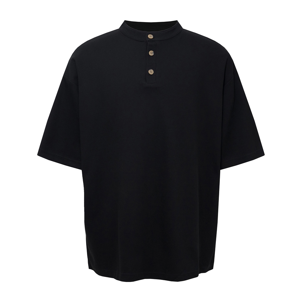 Soft Comfortable Henry Collar T-shirt - Versatile Short Sleeve American Style in Clean Fit for Effortless Everyday Wear