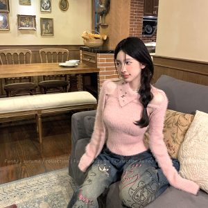 Soft Girl Design Knit Vest Set - Women's Sleeveless Cardigan Two-Piece Set for 90s Style Casual Fashion