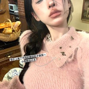 Soft Girl Design Knit Vest Set - Women's Sleeveless Cardigan Two-Piece Set for 90s Style Casual Fashion