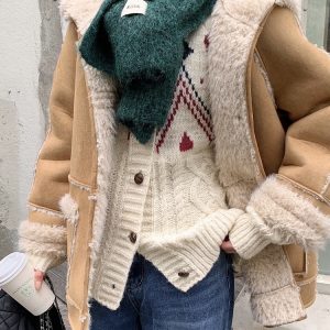 Soft Strawberry Pink Knitted Scarf for Autumn and Winter - Korean Style Cozy Accessory